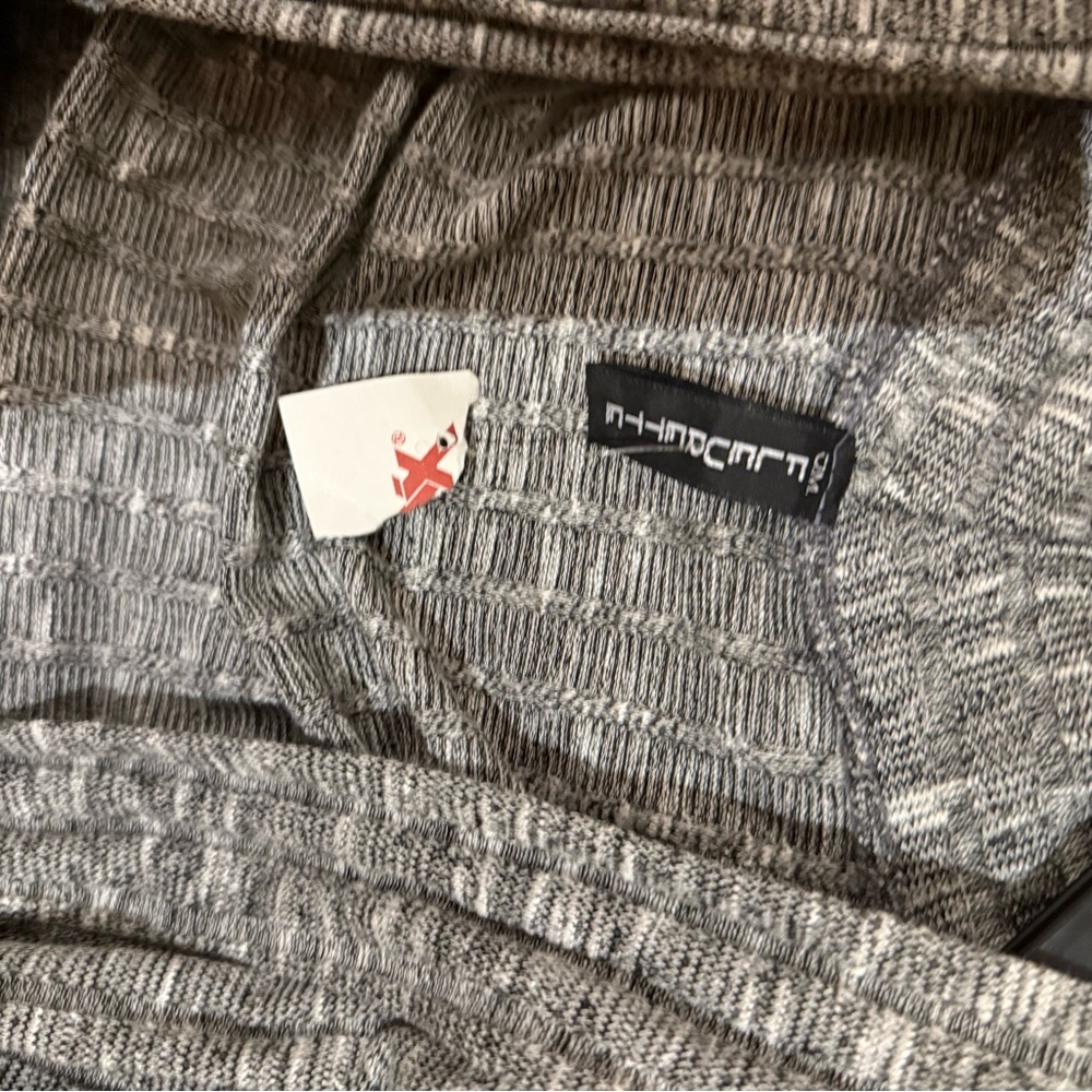Gray Ribbed Open Front Cardigan - Picture 7 of 8